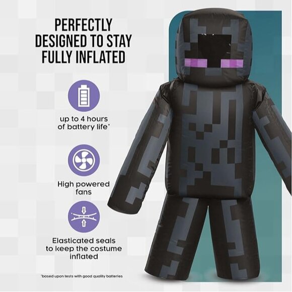 Minecraft Enderman Inflatable Kids Costume Halloween Gaming Blow Up Boys - Picture 4 of 4